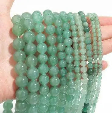 Natural Gemstone Beads Necklace - Handmade Natural Stone Jewelry,Green Aventurine, Size 6mm/50cm, NO.23 ABC Jewelries